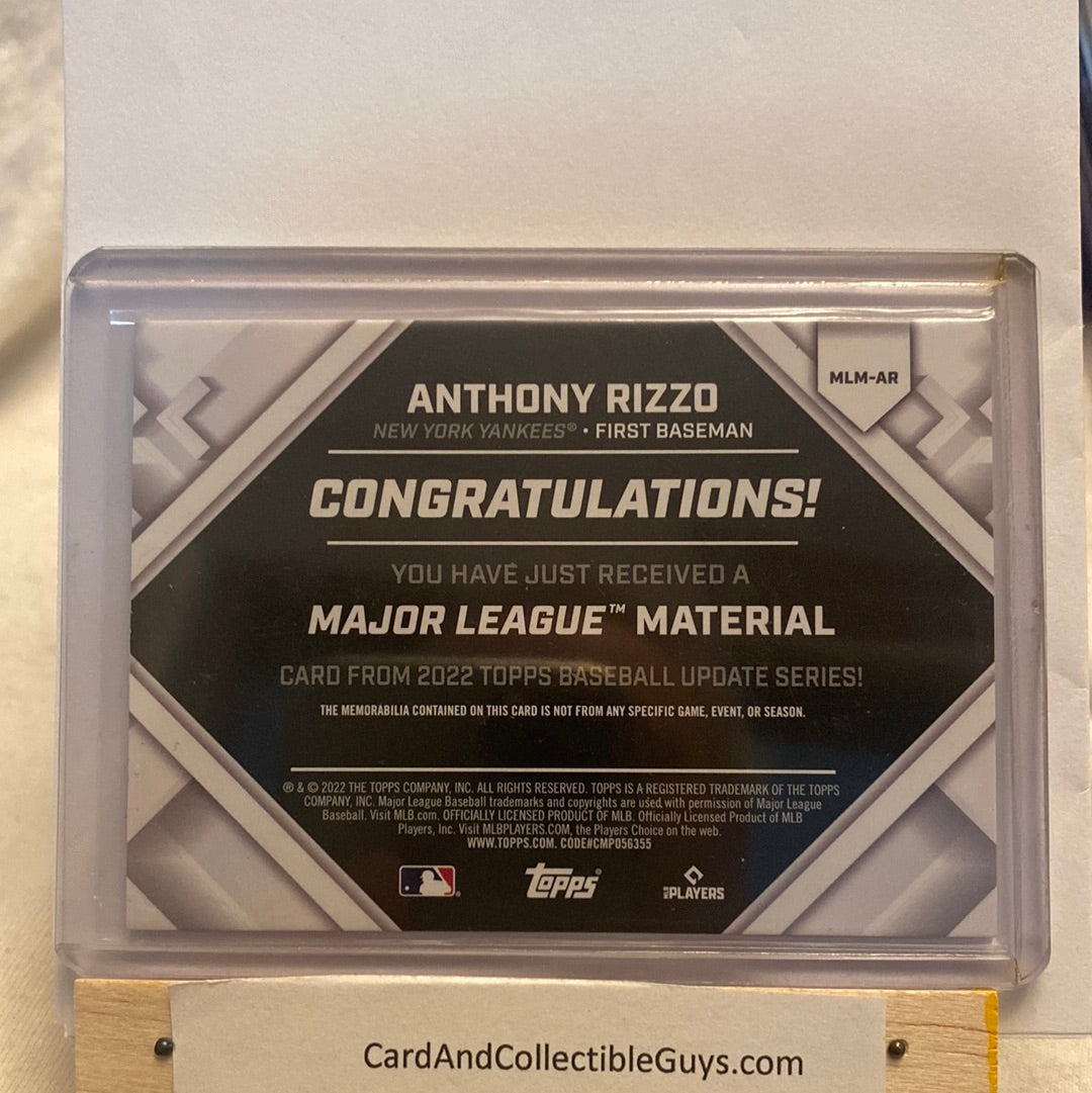 2022 Topps Updated Anthony Rizzo game used relic trading card