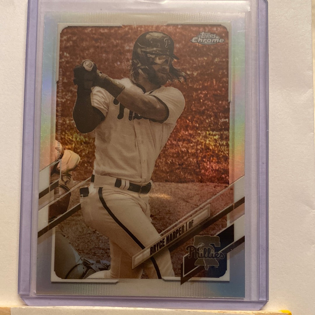 2021 Topps chrome Bryce Harper Sepia Refractor trading card