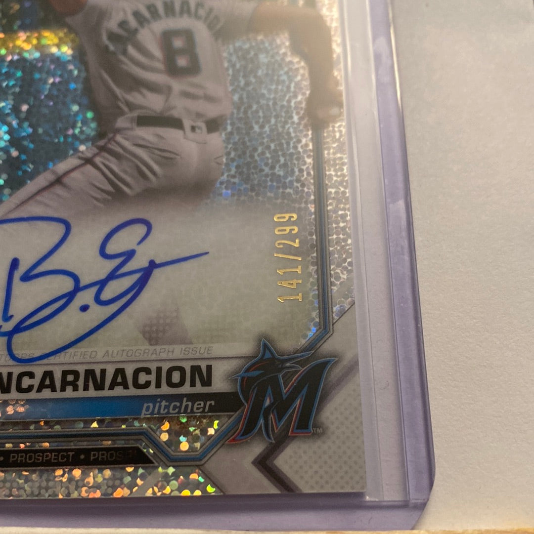 2021 Bowman Chrome  Breidy Encarnacion Speckle Refractor /299 Autographed trading card