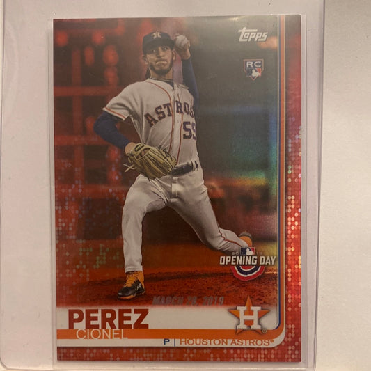 2019 Topps opening day Cionel Perez Red parallel trading card