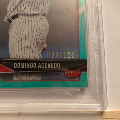 2018 Bowman Chrome Aqua Ref. Domingo Acevedo Trading Card PSA9