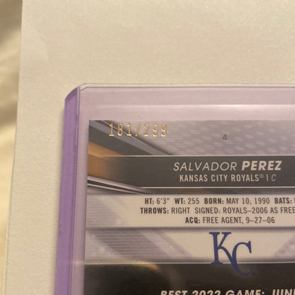 2022 Bowman Best Salvador Perez Mini Diamond Refractor /299 trading card