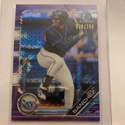 2019 Bowman Chrome Jesus Sanchez Purple Mojo trading card