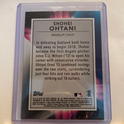 2019 Topps Fire Shohei Ohtani EnFuego Blue Chip trading card