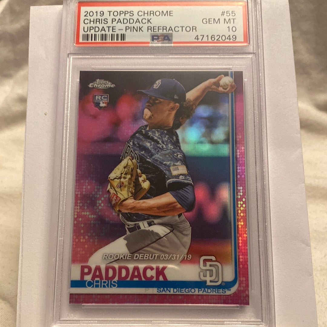 2019 Topps Chrome Chris Paddack Pink Refractor PSA10 trading card