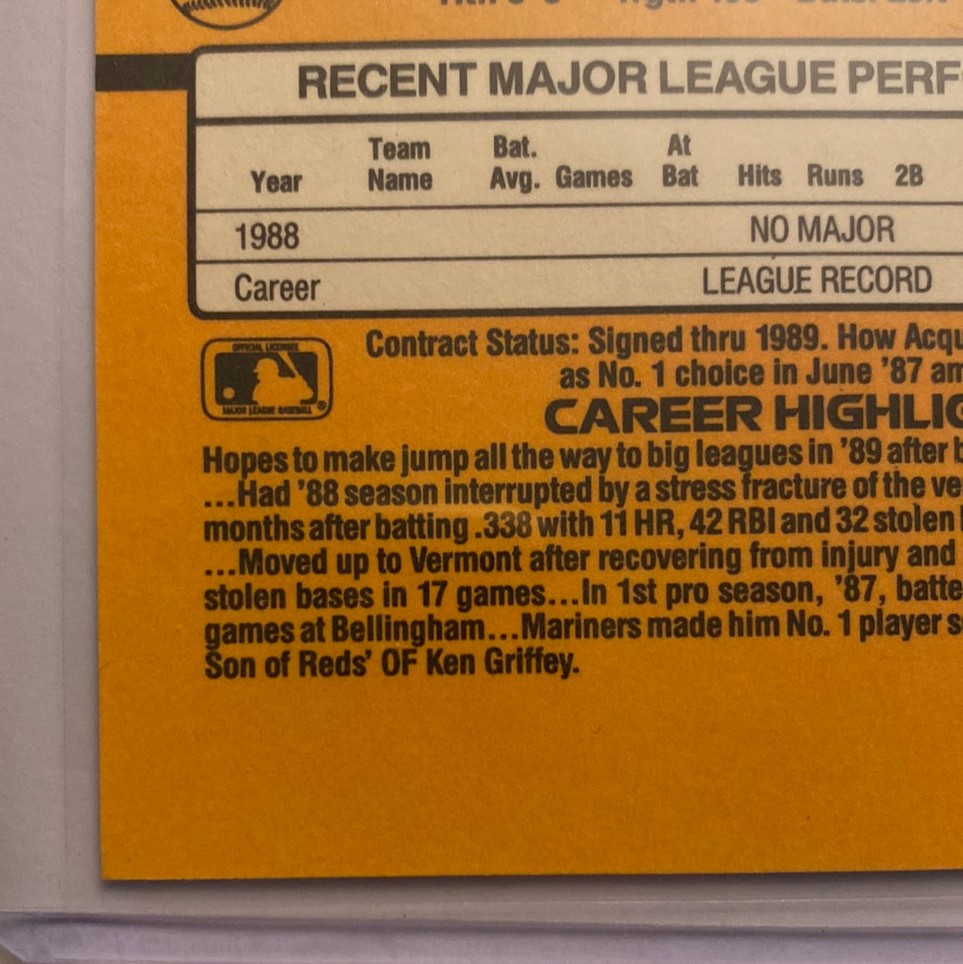 1989 Donruss Ken Griffey Jr. Rated Rookie trading card