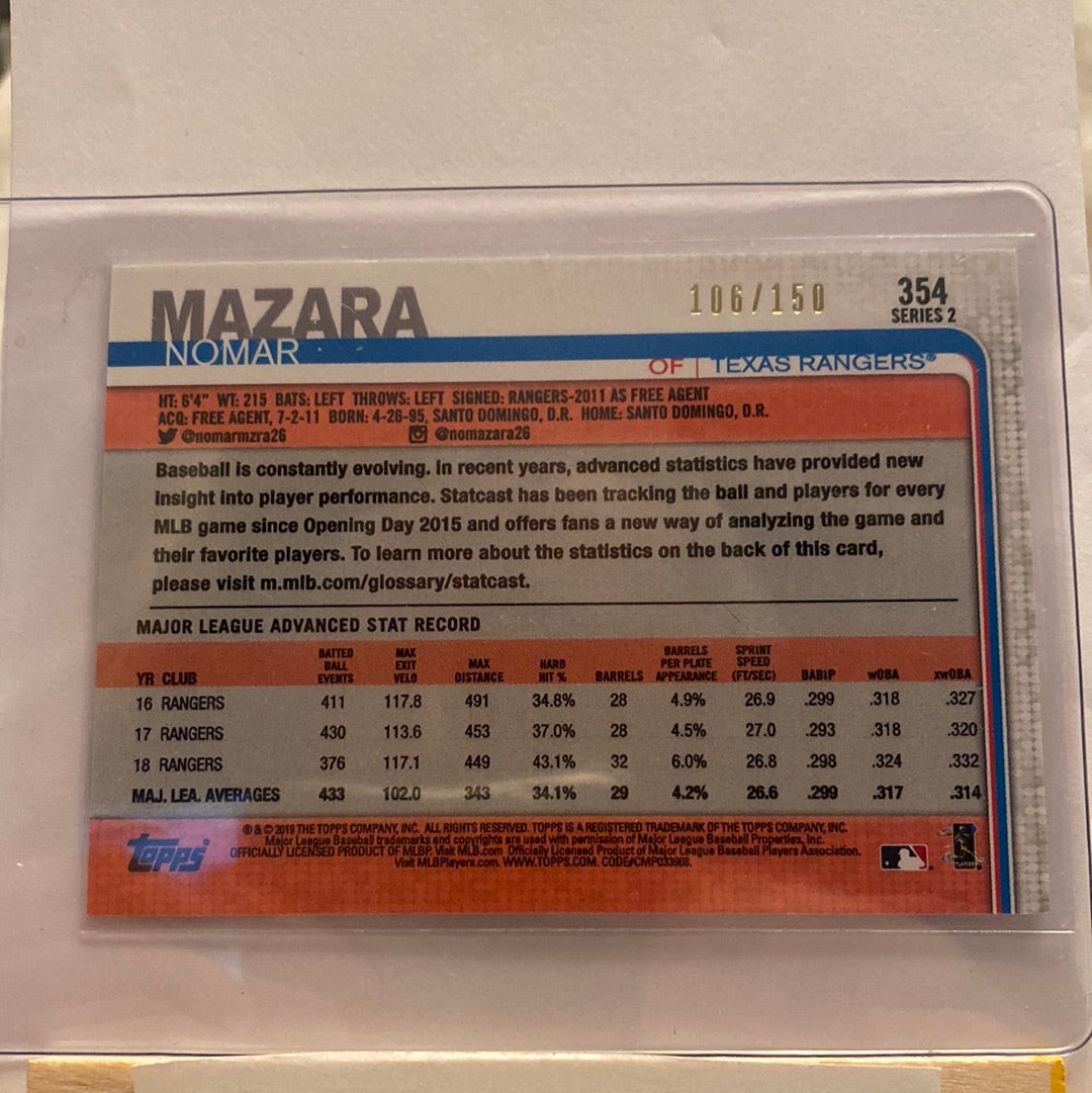 2019 Topps Nomar Mazara Advanced Stats /150 trading card