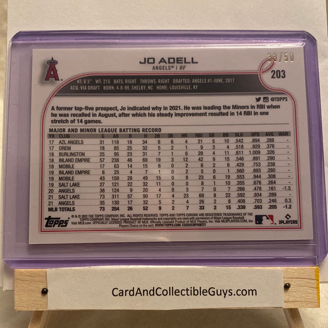 2022 Topps Chrome Ben Baller Jo Adell Gold /50 trading card