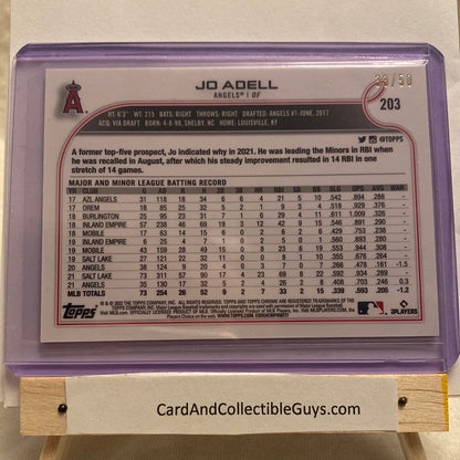 2022 Topps Chrome Ben Baller Jo Adell Gold /50 trading card