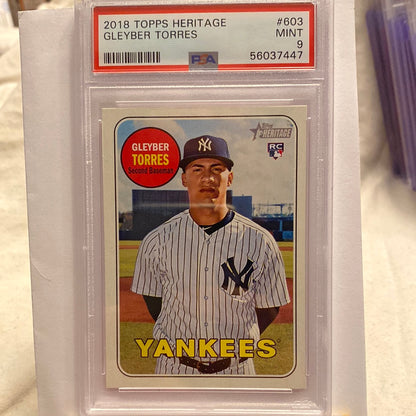 2018 Topps Heritage Gleyber Torres PSA9 trading card