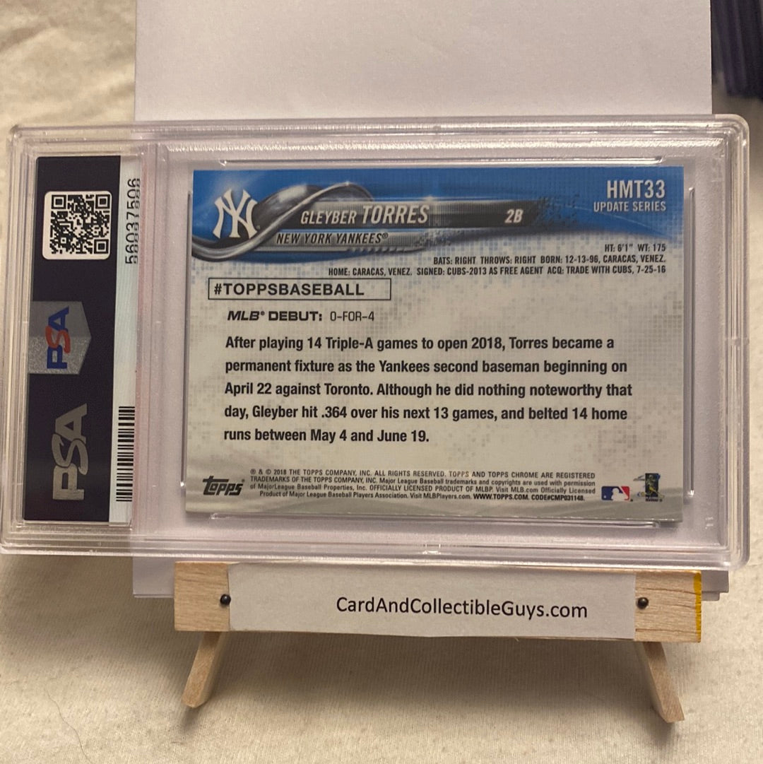 2018 Topps Chrome Updated Gleyber Torres PSA10 trading card