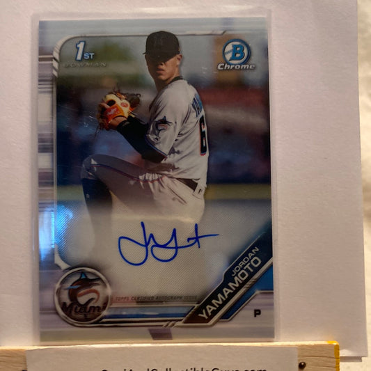 2019 Bowman Chrome Jordan Yamamoto Autographed trading card