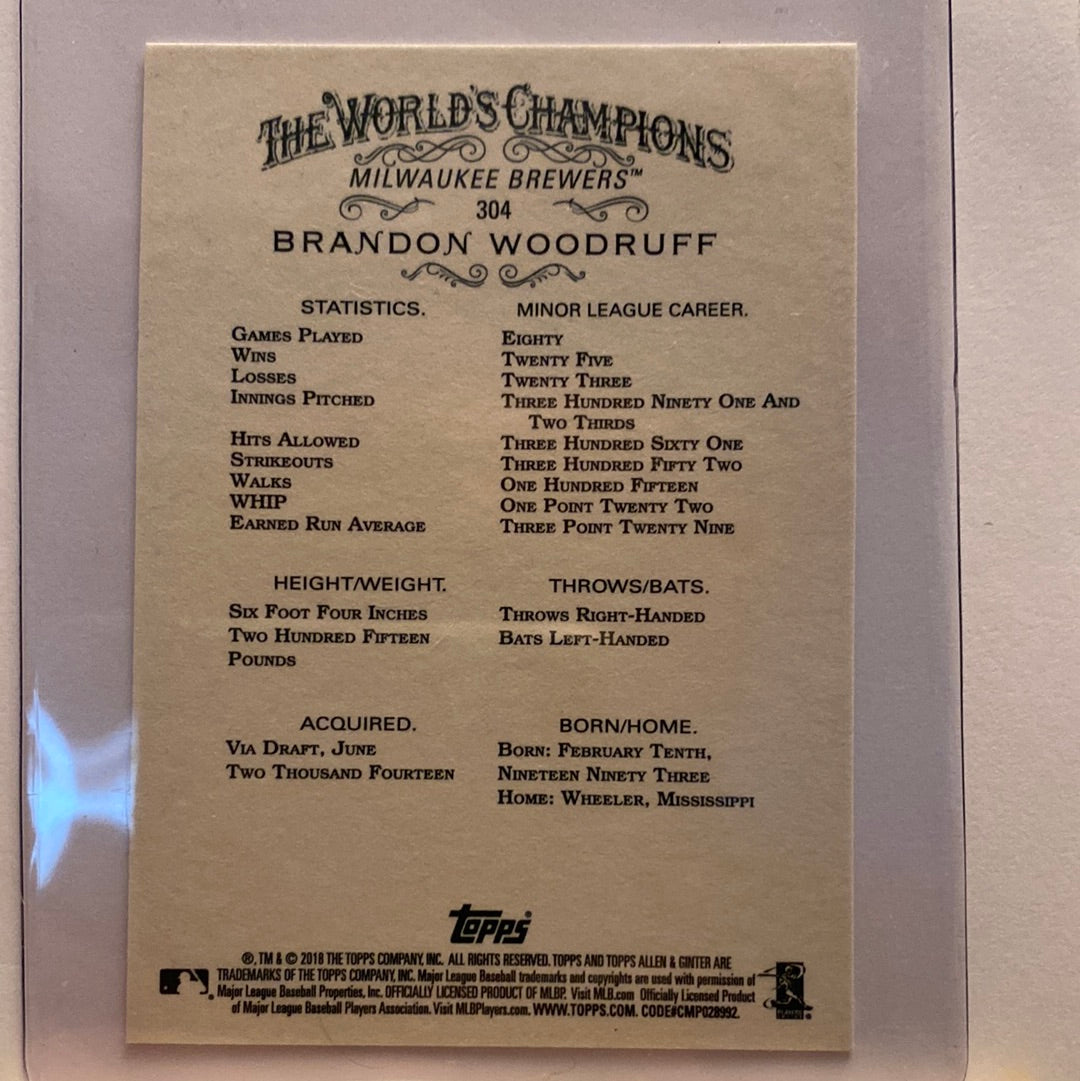 2018 Topps Allen & Ginter Brandon Woodruff rookie trading card