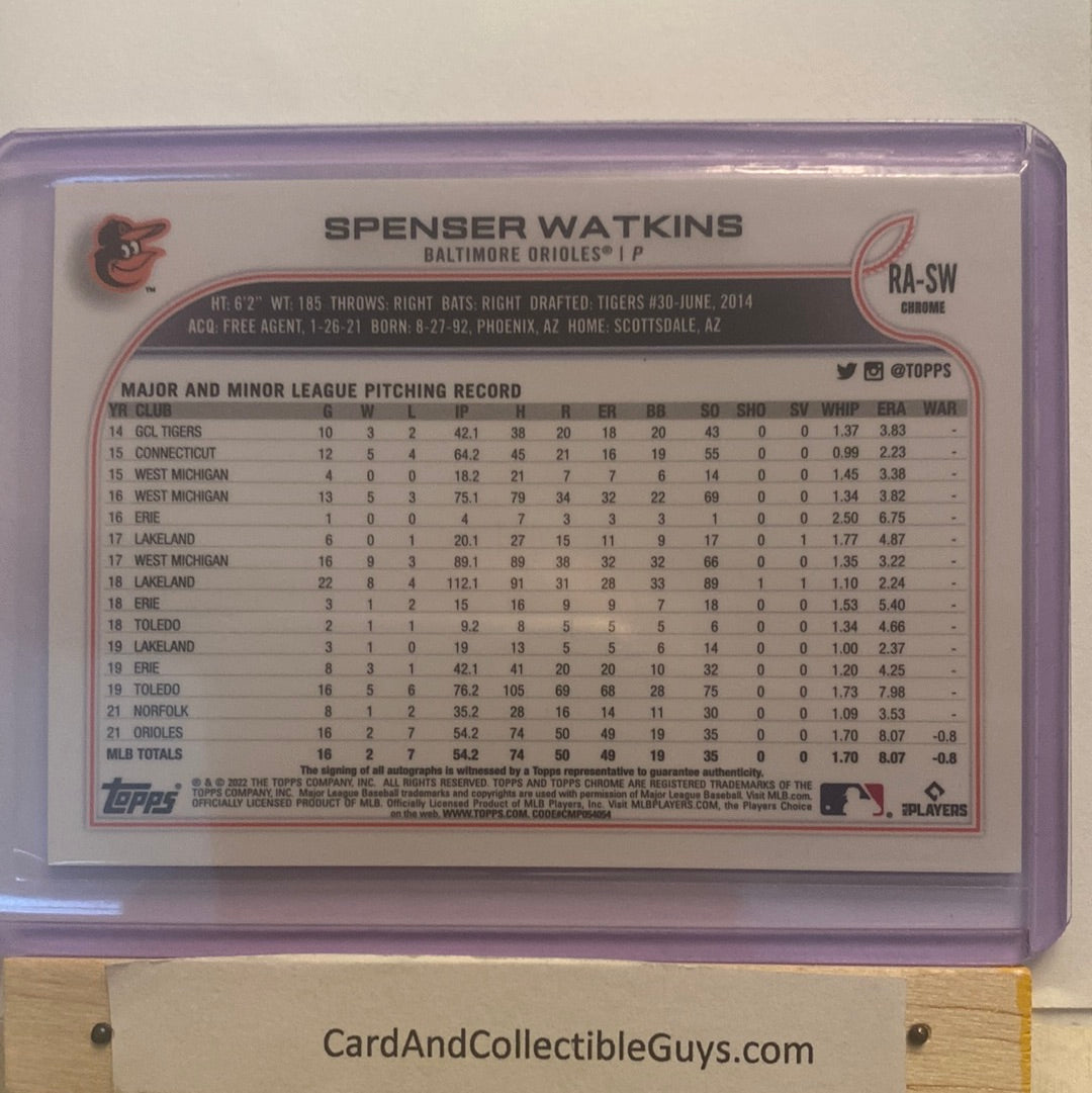 2022 Topps Chrome Spenser Watkins Autographed trading card