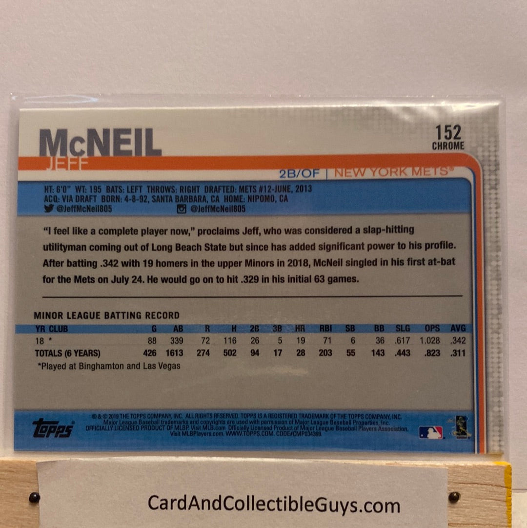 2019 Topps Chrome Jeff McNeil 2 card lot trading card