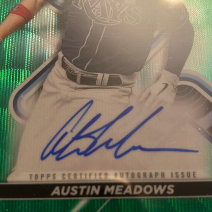 2022 Topps Finest Austin Meadows Autographed Green Wave /99 trading card