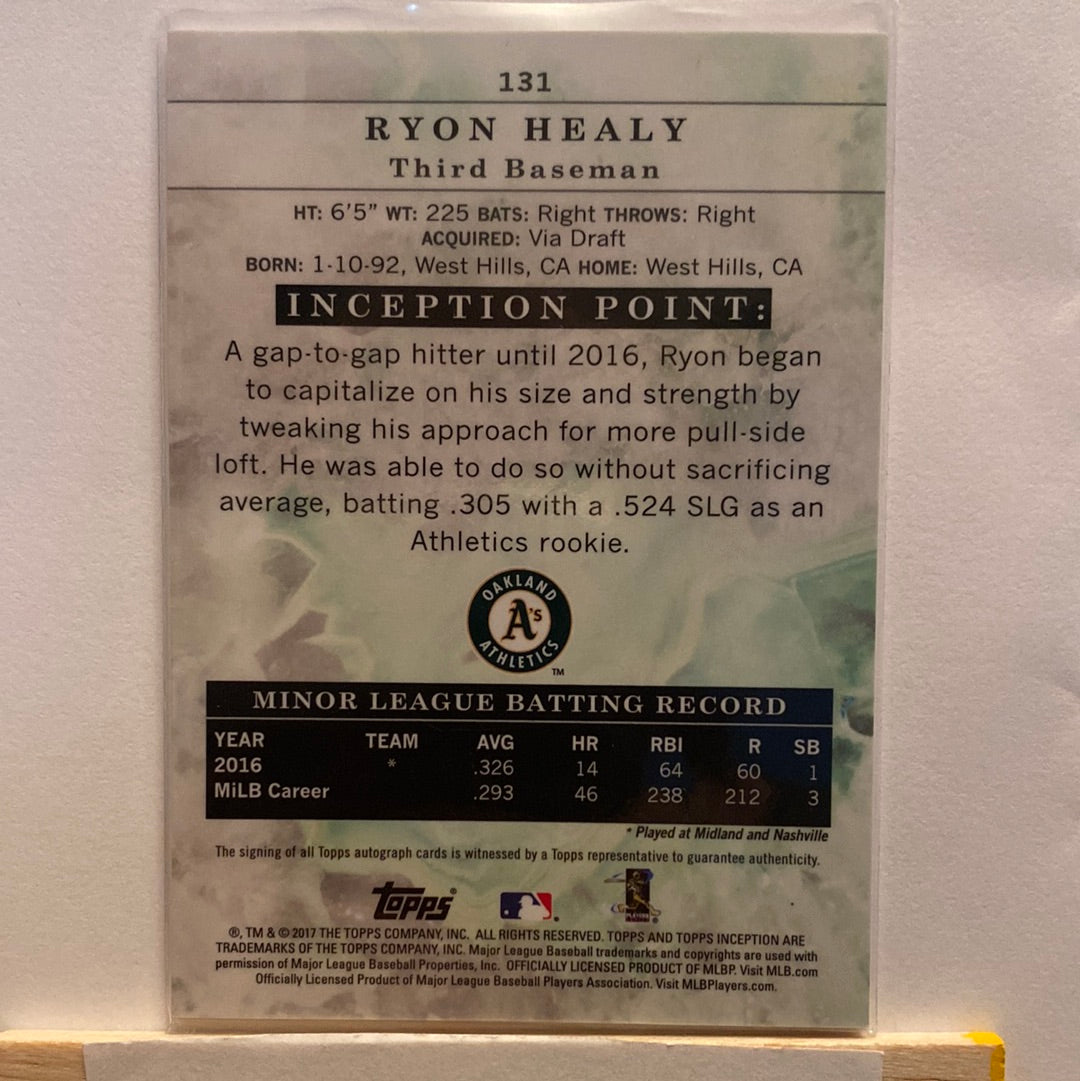 2017 Topps Inception Ryon Healy trading card