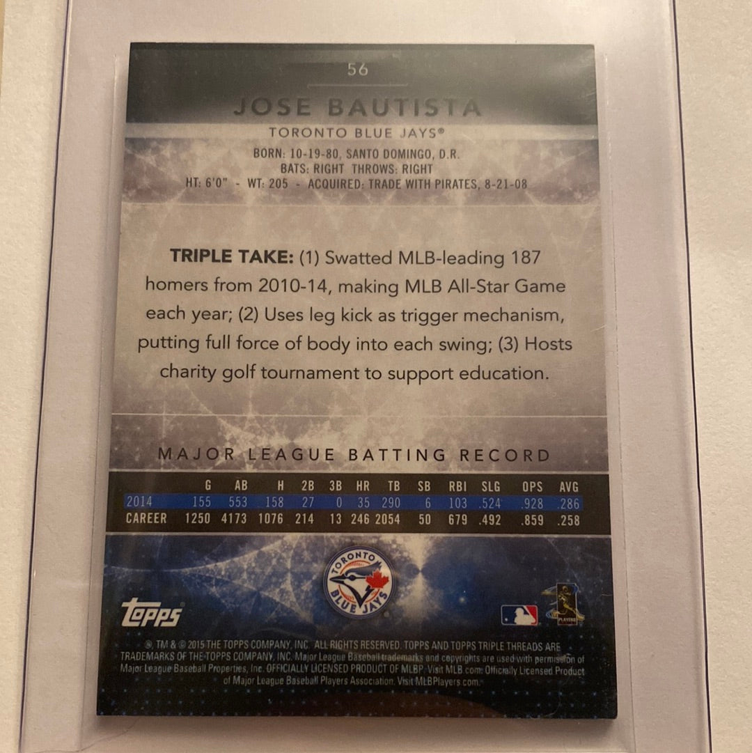 2015 Topps a triple Threads Jose Bautista Amethyst/354 trading card