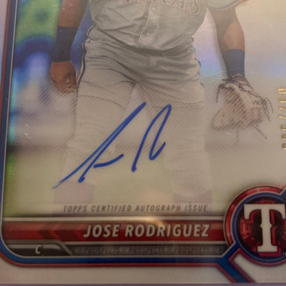 2022 Bowman Chrome Jose Rodriguez Autographed trading card