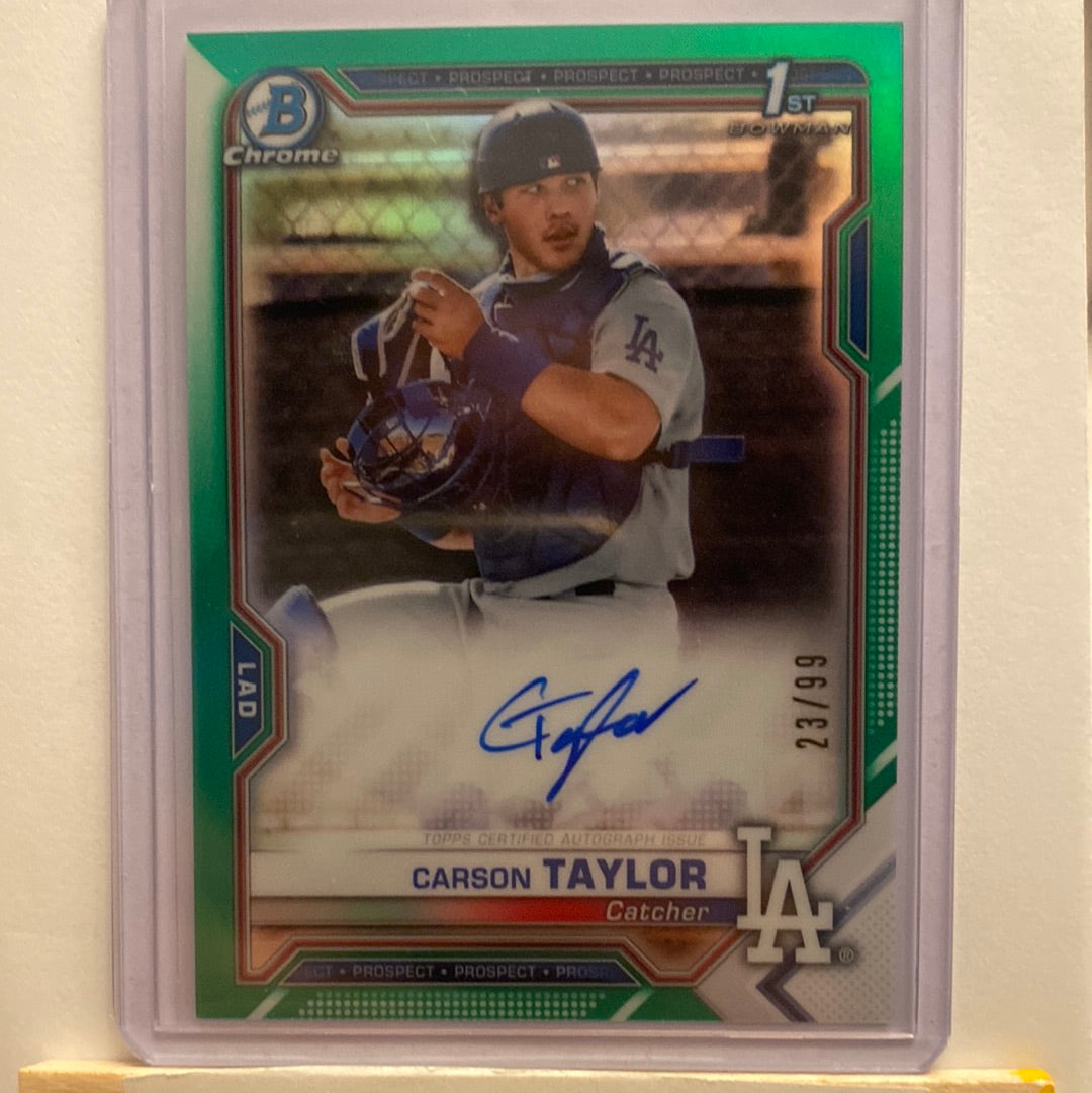 2019 Bowman Chrome Carson Tanner Green Autographed trading card