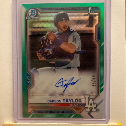 2019 Bowman Chrome Carson Tanner Green Autographed trading card