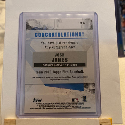 2019 Topps Fire Josh James Autographed trading card