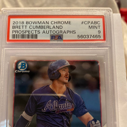 2018 Bowman Chrome Brett Cumberland Autograph PSA9 trading card