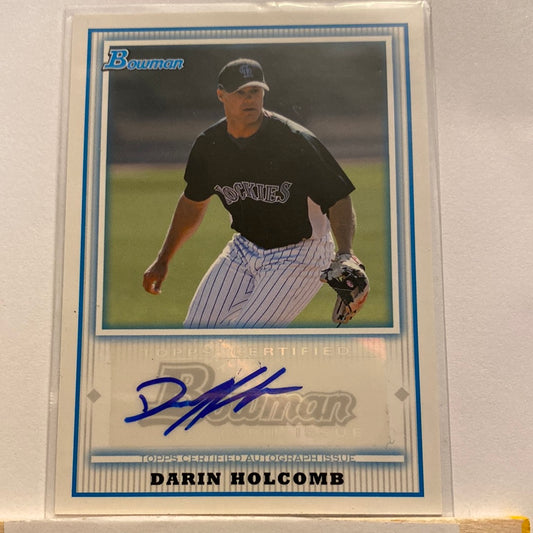 2010 Bowman Baseball Prospect Darin Holcomb Autographed trading card