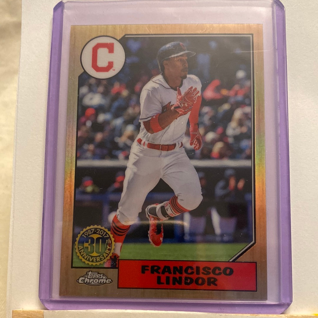 2017 Topps Chrome Francisco Lindor 1987 Parallel trading card