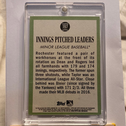 2015 Topps Heritage Innings pitched leaders minor leagues Pat Dean Auto graph trading card