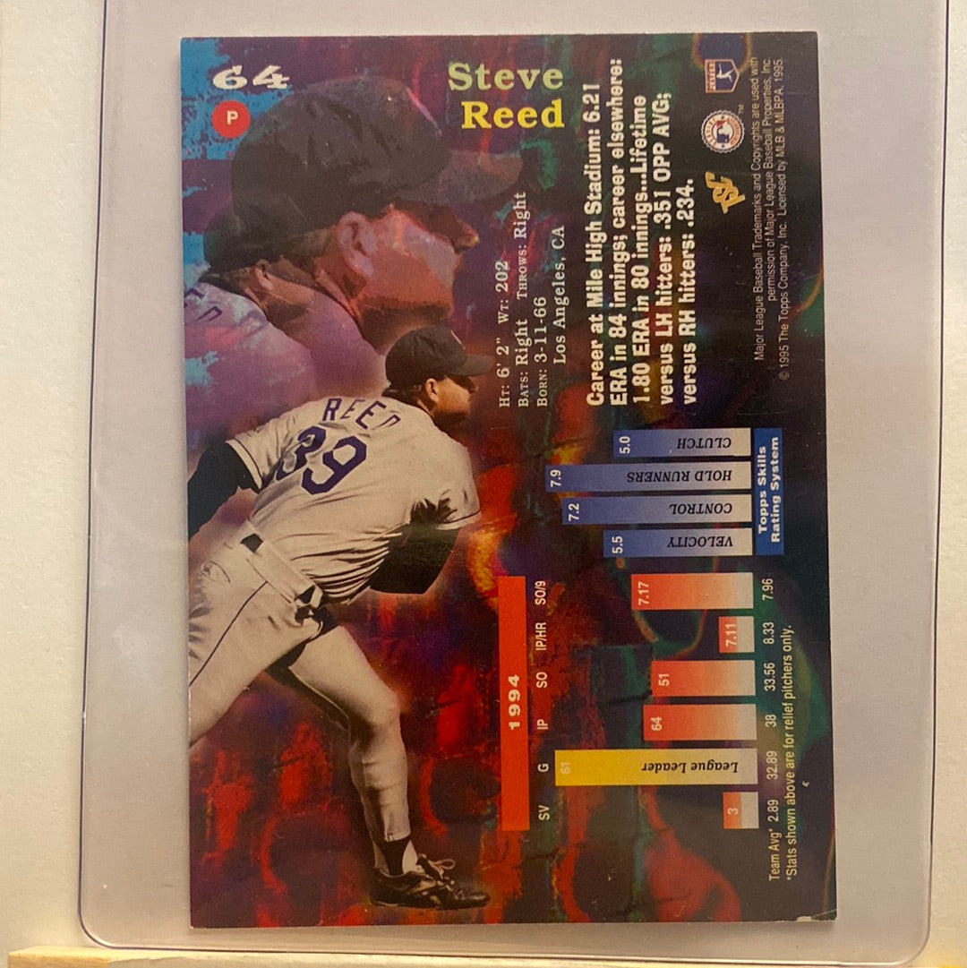 1995 Topps Stadium Club Steve Reed Autographed trading card