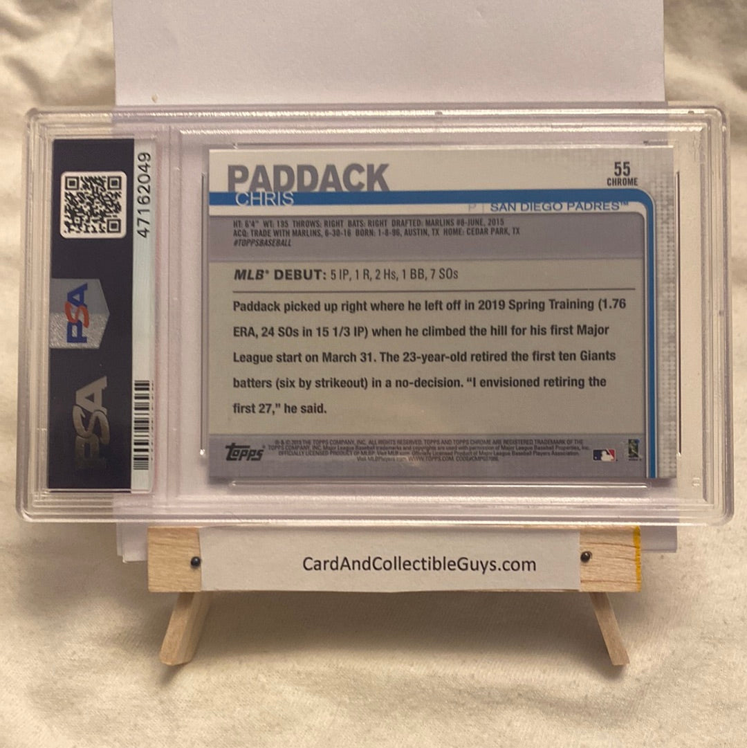 2019 Topps Chrome Chris Paddack Pink Refractor PSA10 trading card