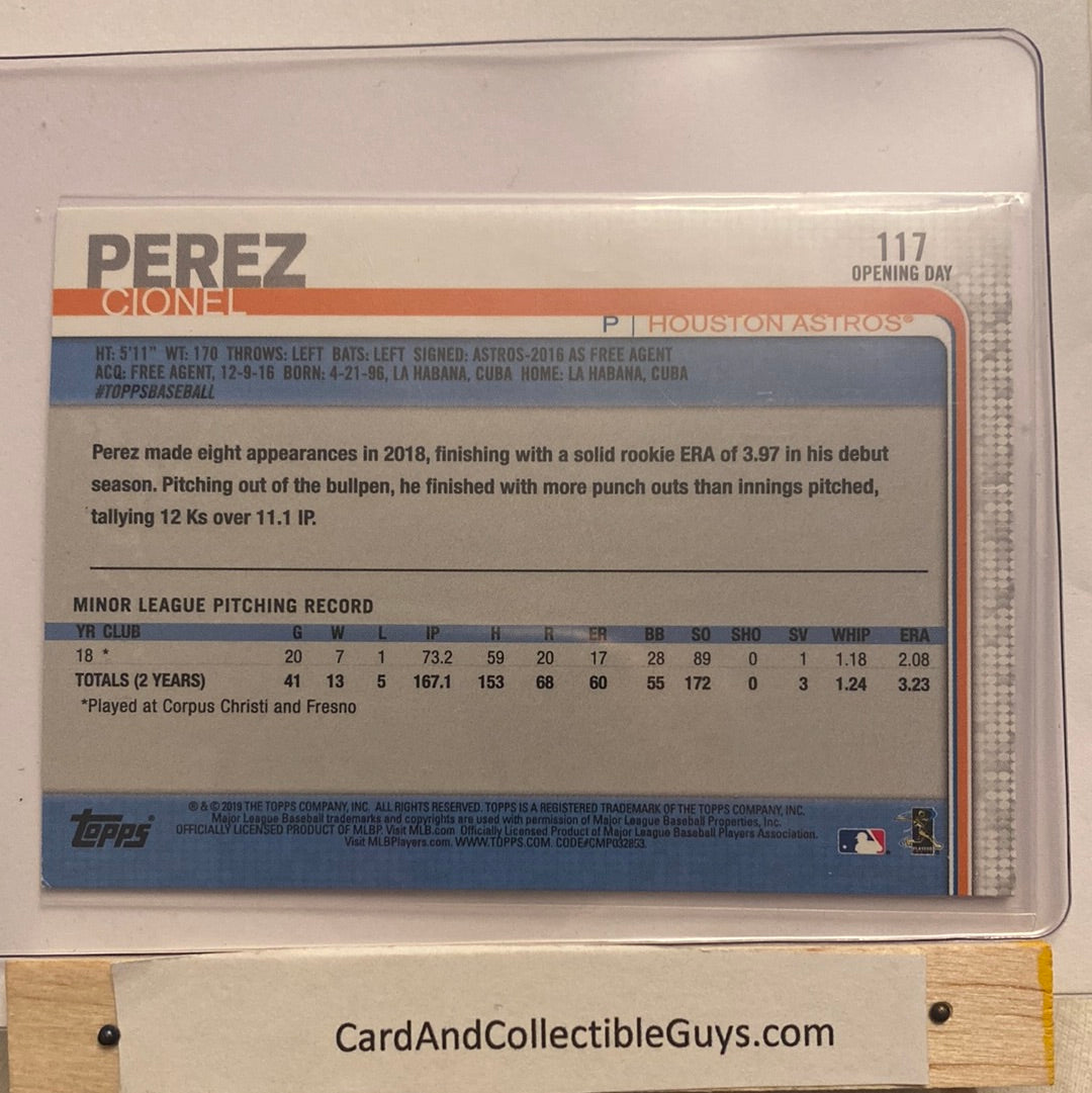 2019 Topps opening day Cionel Perez Red parallel trading card