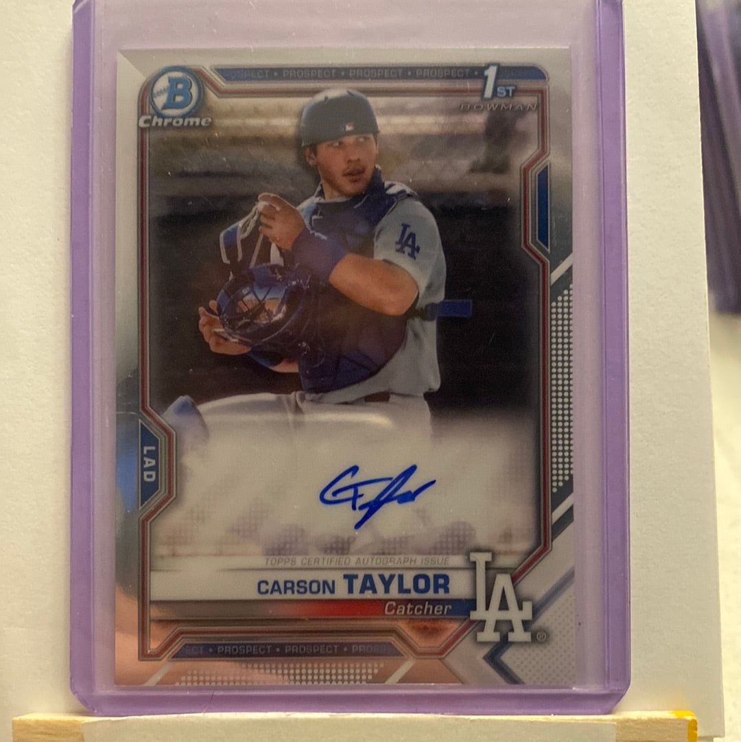 2021 Bowman Chrome Carson Taylor Autographed trading card