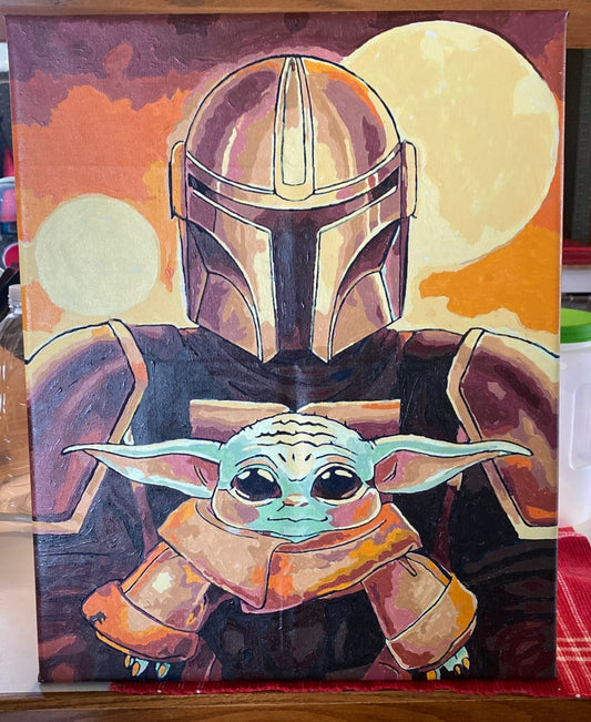 Pop Art Mandalorian with Grogu Star Wars 16x20 acrylic