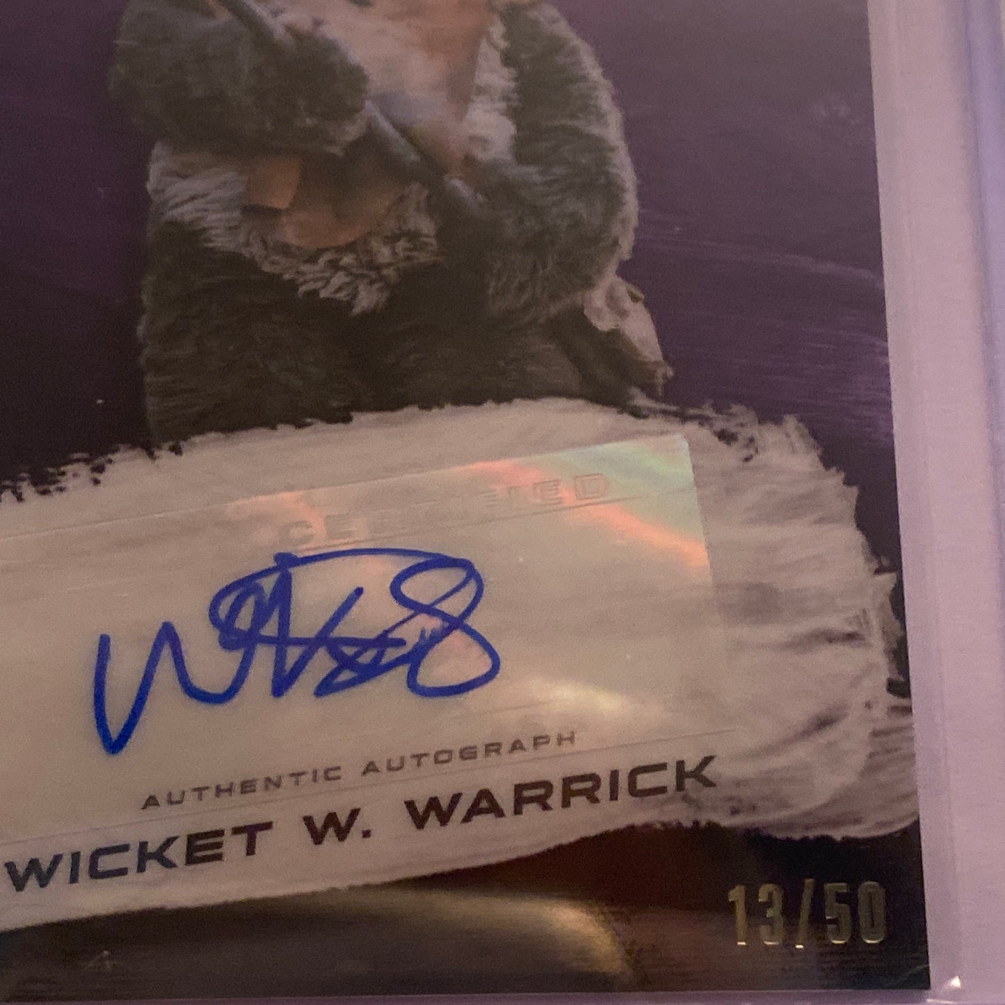 2022 Star Wars Galaxy Warwick Davis as Wicket /50 Autographed TCG