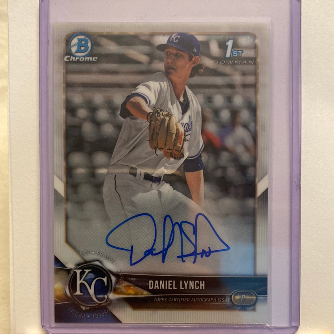 2018 Bowman Chrome Daniel Lynch Autographed trading card