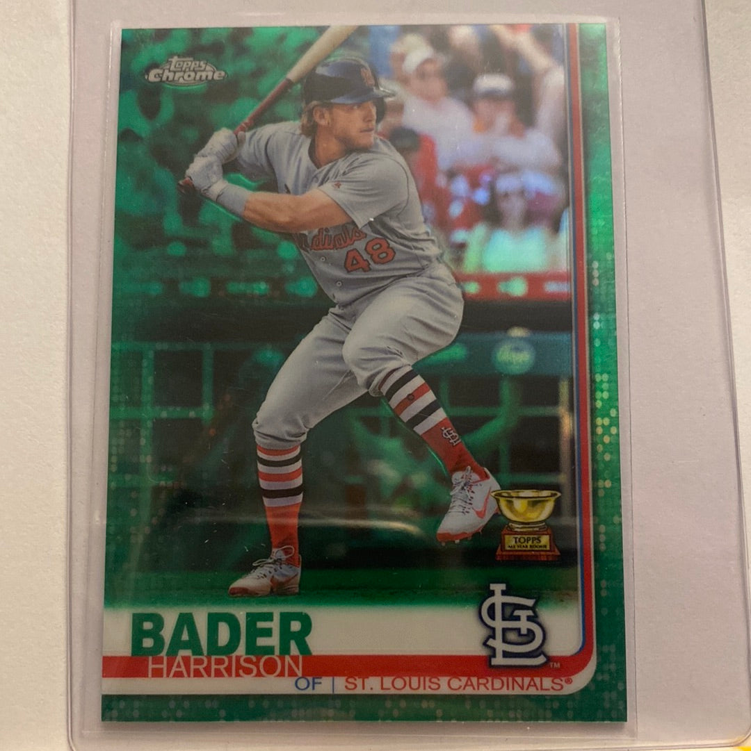 2019 Topps Chrome Harrison Bader Green Refractor /99 trading card