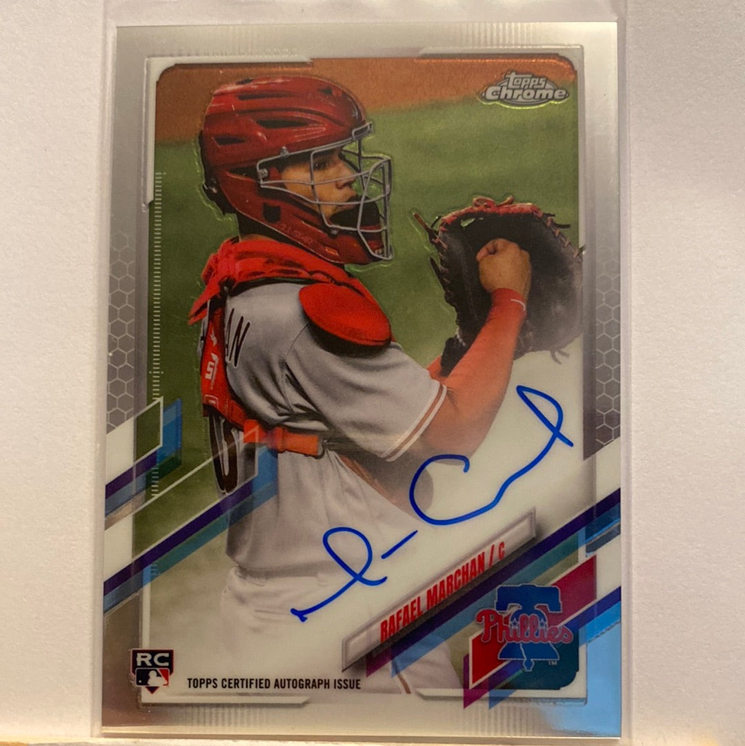 2021 Topps Chrome Rafael Marchan Autographed trading card