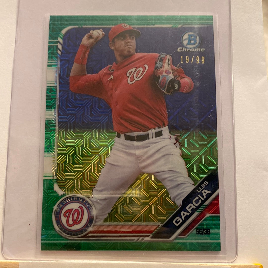 2019 Bowman Chrome Luis Garcia Green Mojo Refractor /99 trading card