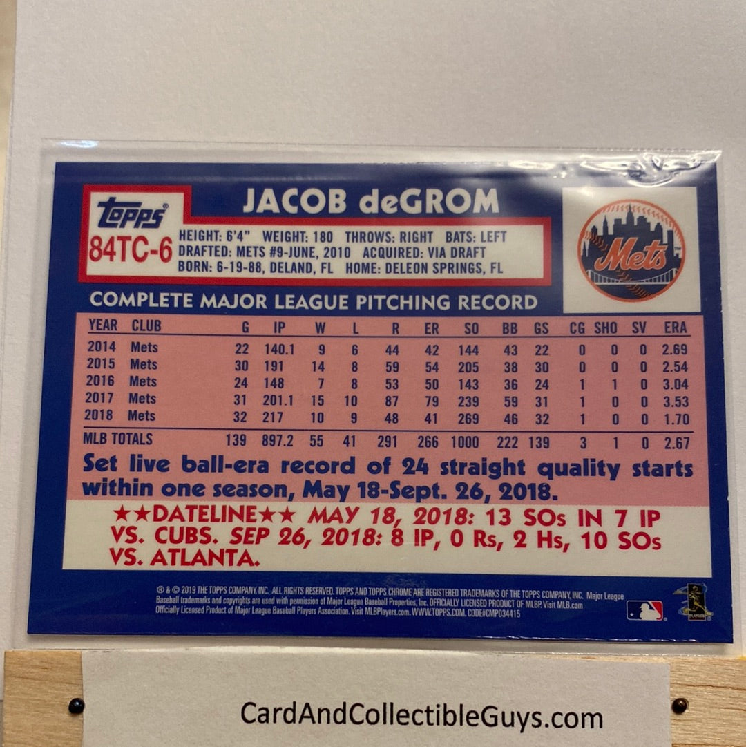 2019 Topps Chrome Jacob DeGrom trading card lot of 2 cards