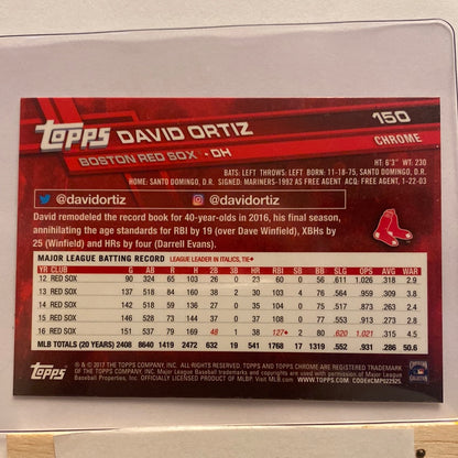 2017 Topps Chrome David Ortiz trading card