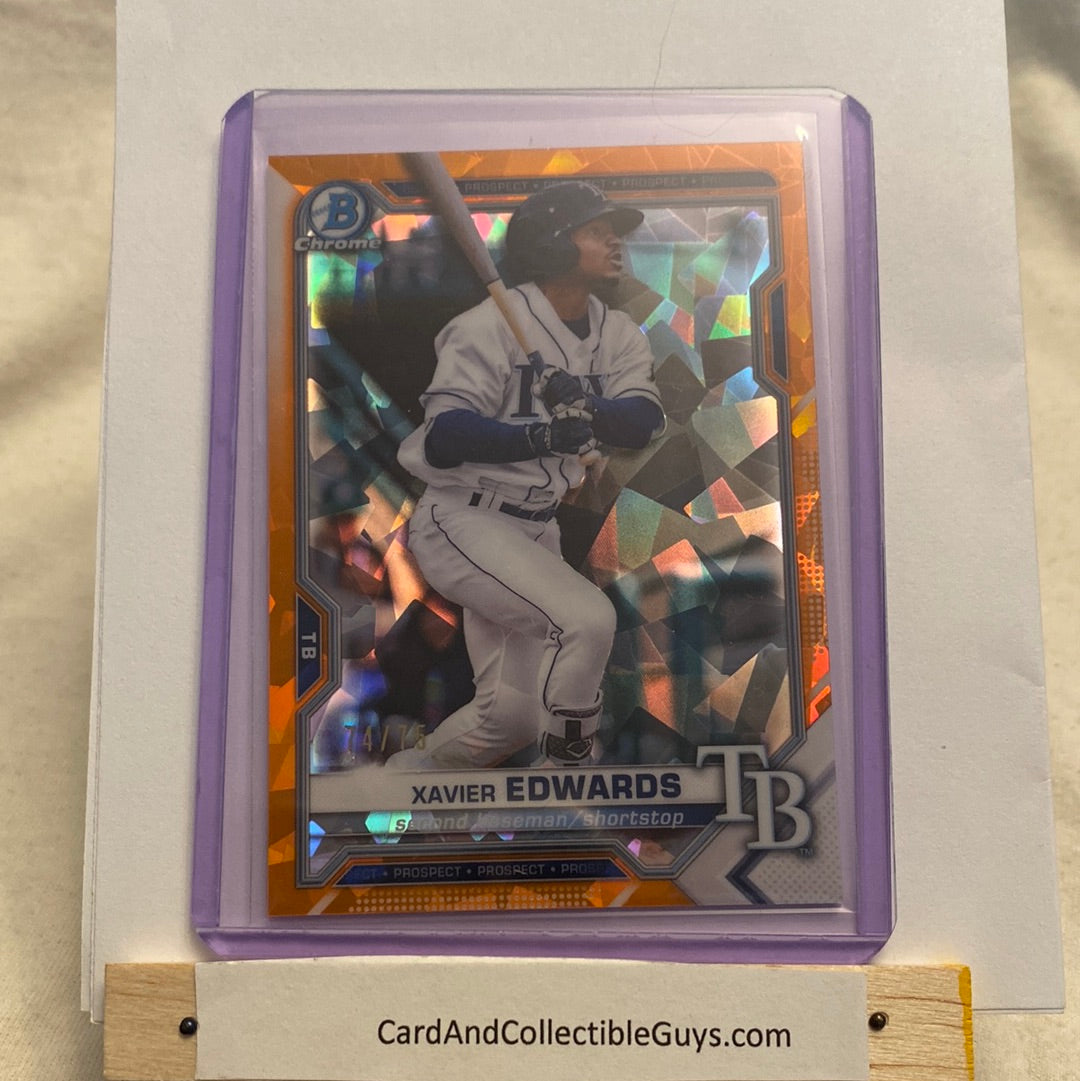 2021 Bowman Chrome Sapphire Xavier Edwards Orange parallel /75 trading card