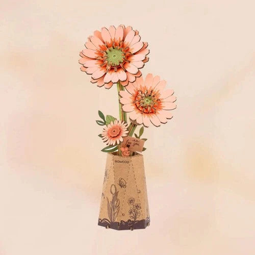 Light Orange Gerbera Daisy 3D Wooden Bloom Craft